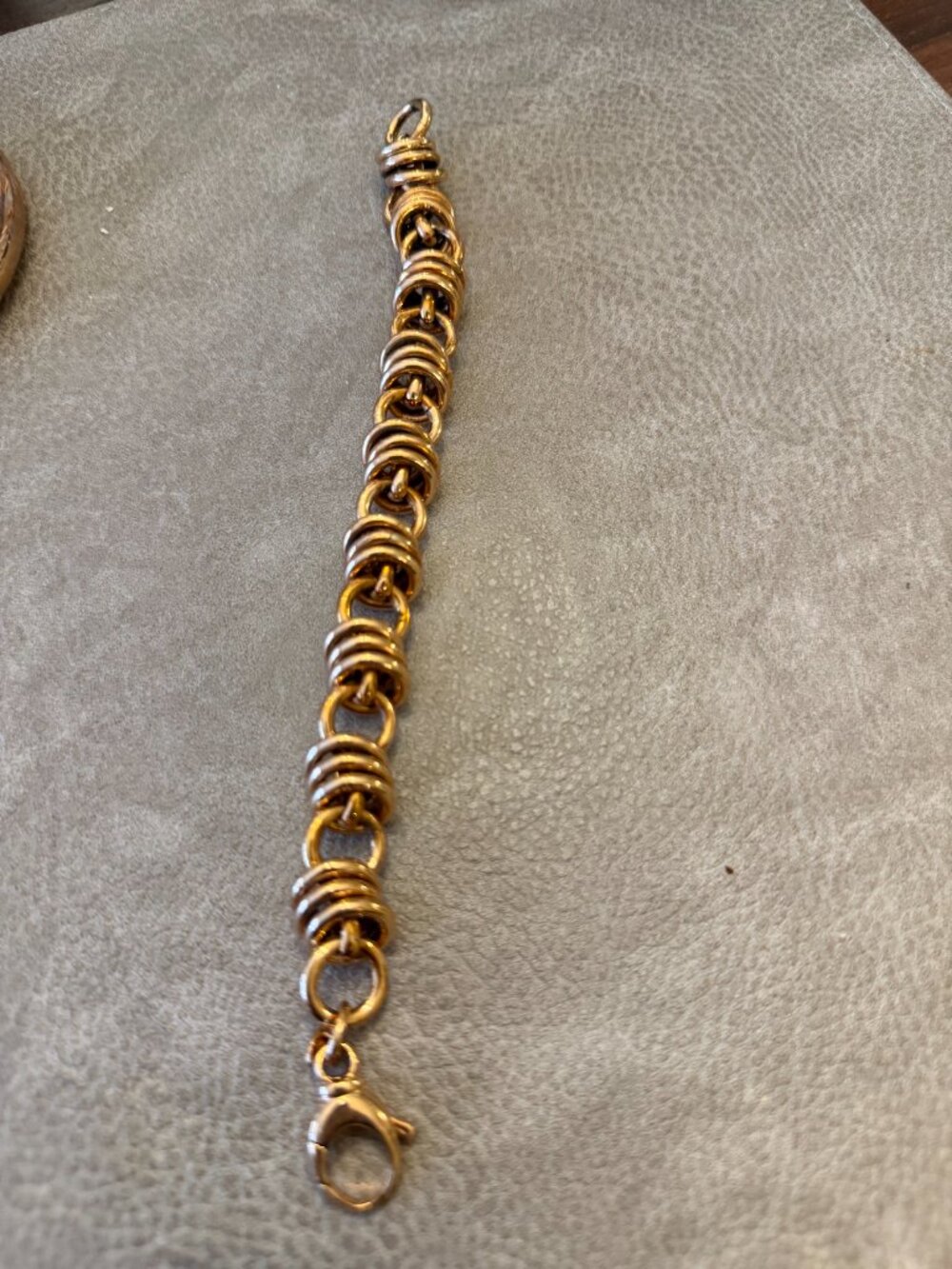 Rose-gold toned Bronzo d'Italia 8" Fancy Link Bracelet Lobster claw clasp